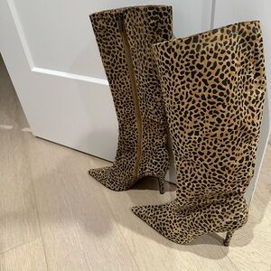 Leopard Print Knee-High Boots